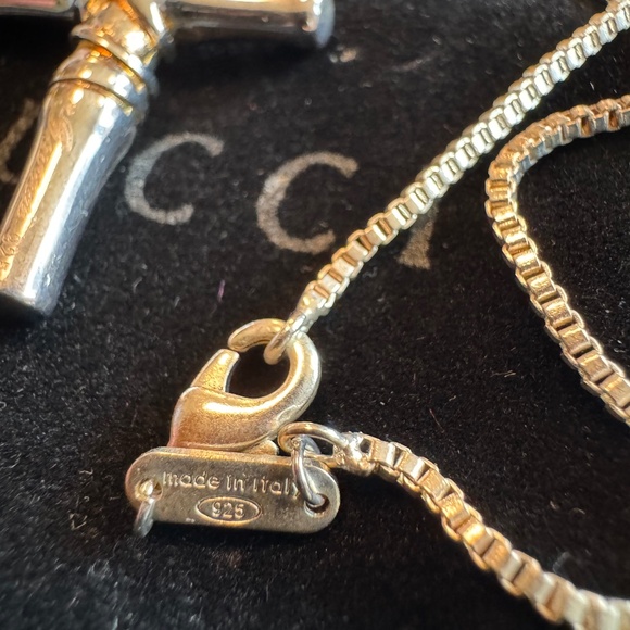 Authentic Gucci Sterling Silver Bamboo Cross Necklace-Like new-bag & box - Picture 4 of 7